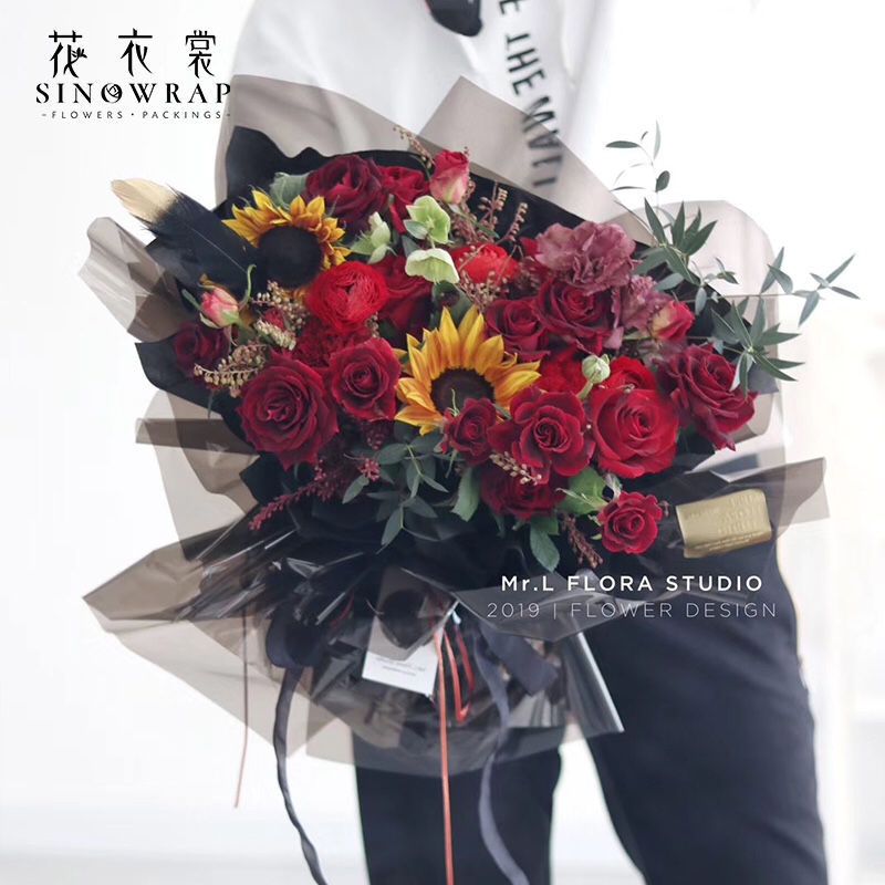 花衣裳彩色透明玻璃纸防水鲜花花艺包装纸 卷材纸花束包装材料