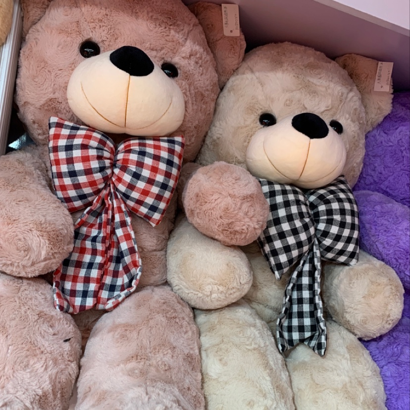 圈毛格子80厘米实拍外贸可供卡通玩具毛绒玩具毛绒娃娃毛绒公仔毛绒玩具熊批发                       