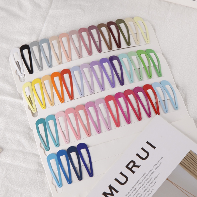 韩版烤漆糖果色bb夹儿童发夹彩色水滴夹发卡刘海夹边夹跨境专供图