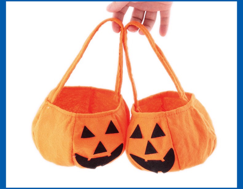 Halloween pumpkin bag, hand-held Halloween prop basket, non-woven fabric candy bag, three-dimensional pumpkin bag undefined