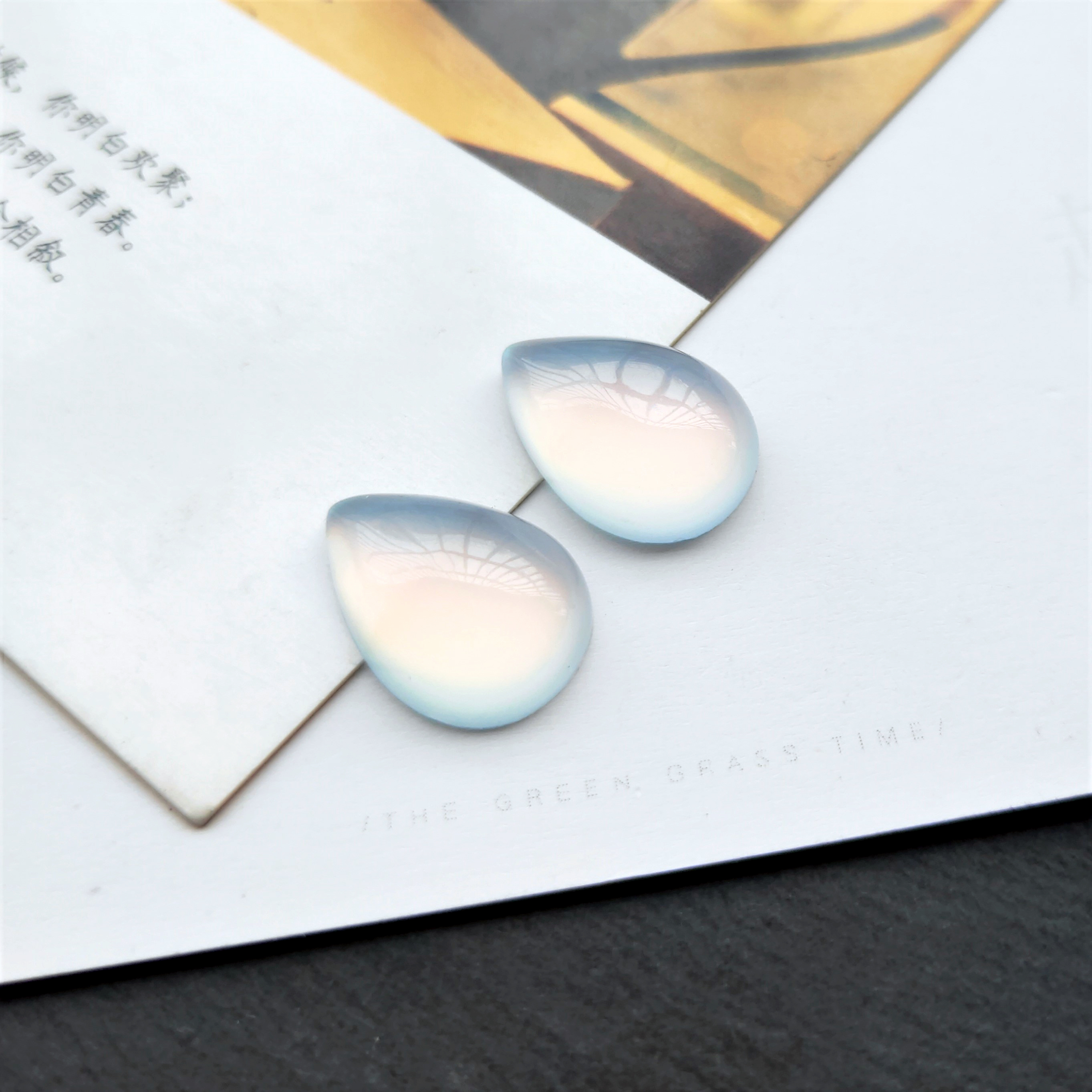New resin glossy teardrop-shaped ring face, starry sky ring face, diy stepping hairpin, inlaid material, diy jewelry accessories detail image 8