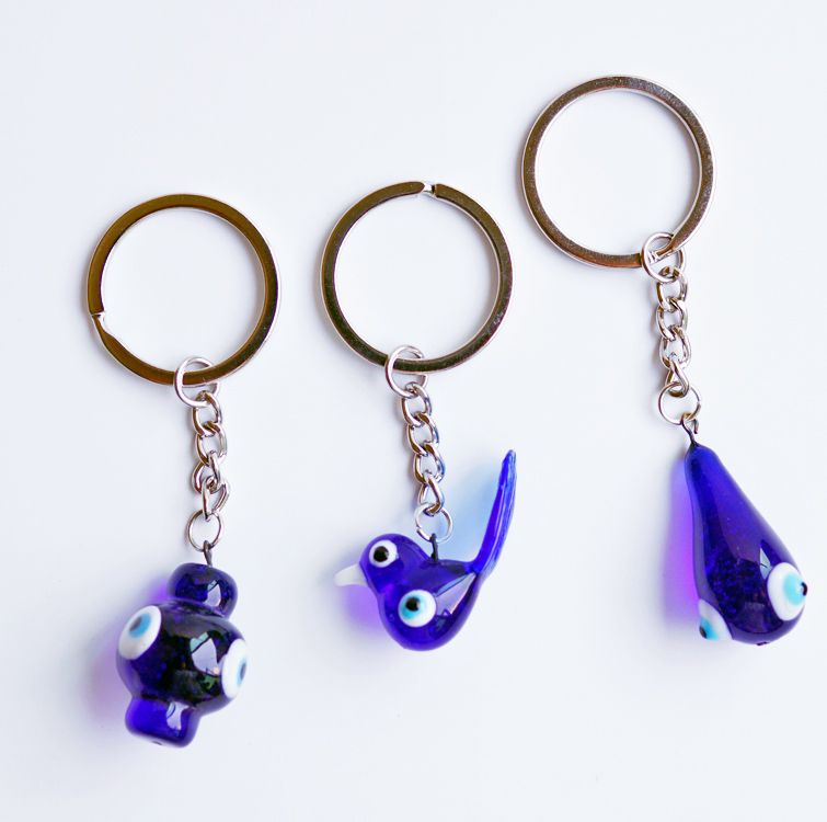 Mixed glass handcrafted blue eye keychain pendant EVIL EYES details Picture