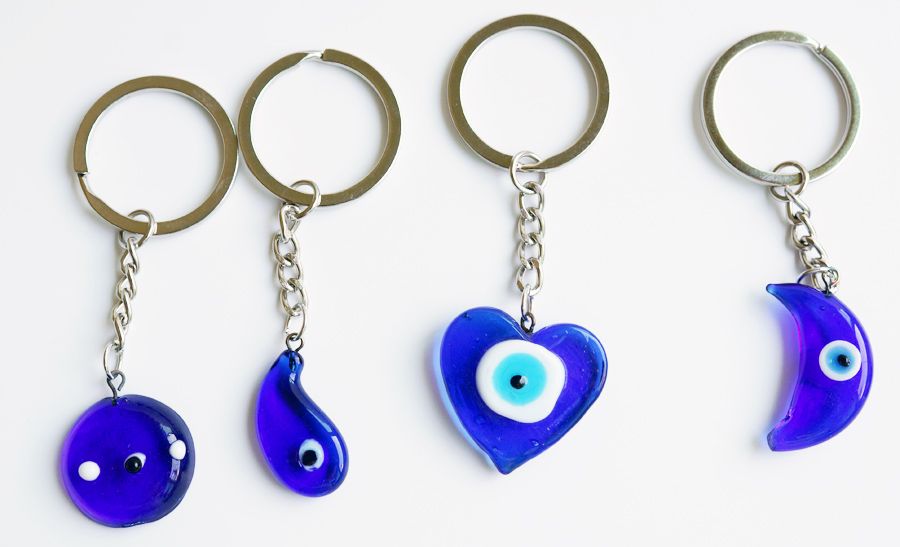 Mixed glass handcrafted blue eye keychain pendant EVIL EYES Specification image