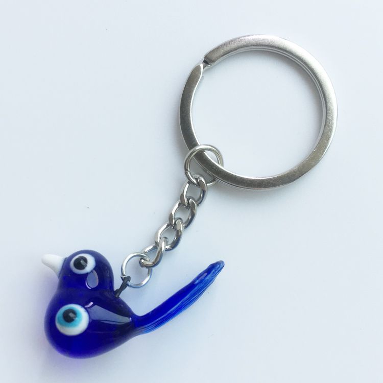 EVIL EYES keychain pendant, a handcrafted blue eye accessory by Xiaoniao Liuli
