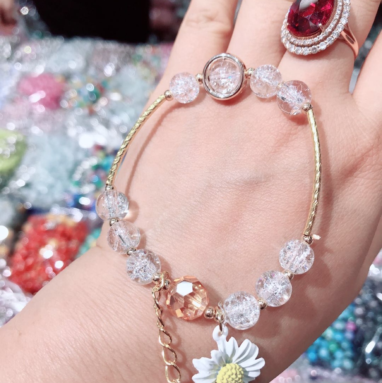 Daisy bracelet tube, white, fashionable and fresh new style bracelet, Hongtao Accessories A0032 details Picture