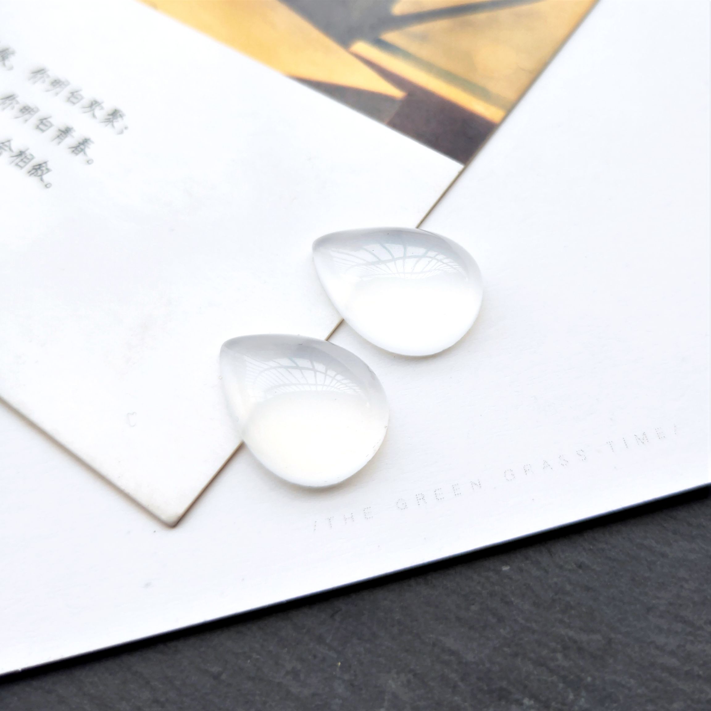 New resin glossy teardrop-shaped ring face, starry sky ring face, diy stepping hairpin, inlaid material, diy jewelry accessories undefined