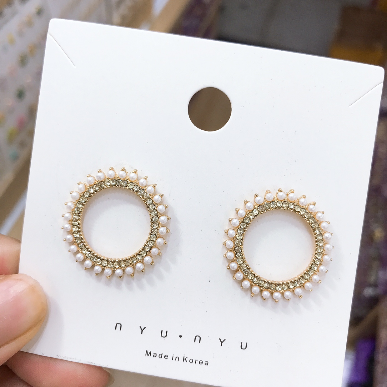 Fashionable and elegant double row round stud earrings thumbnail