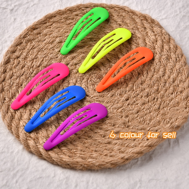South Korea export 7CM fluorescent color drop rubber paint bb clip girl Instagram drop clip hair clip with fringe clip thumbnail