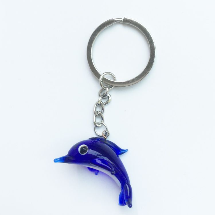 Dolphin-shaped glass handcrafted blue eye keychain pendant EVIL EYES