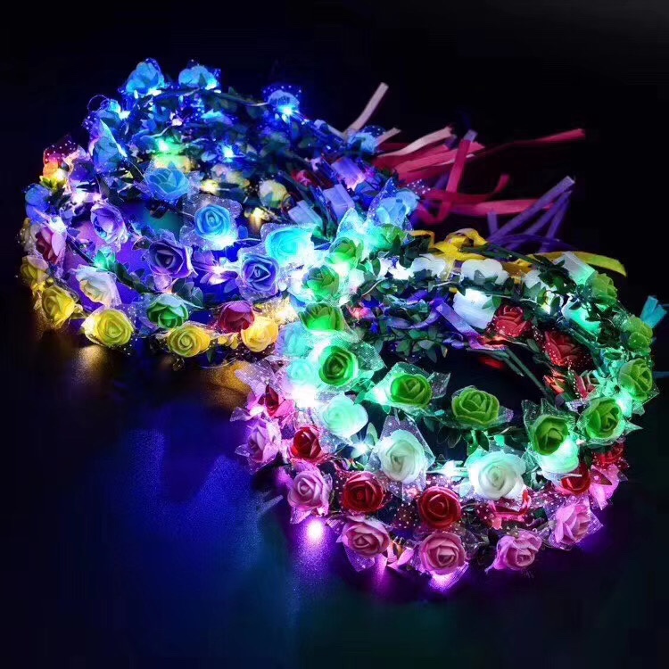 Yiwu Hongyan wholesale children's 10 lamp leaves wreath headwear holiday gifts gift kindergarten school night market attractions hot sales thumbnail