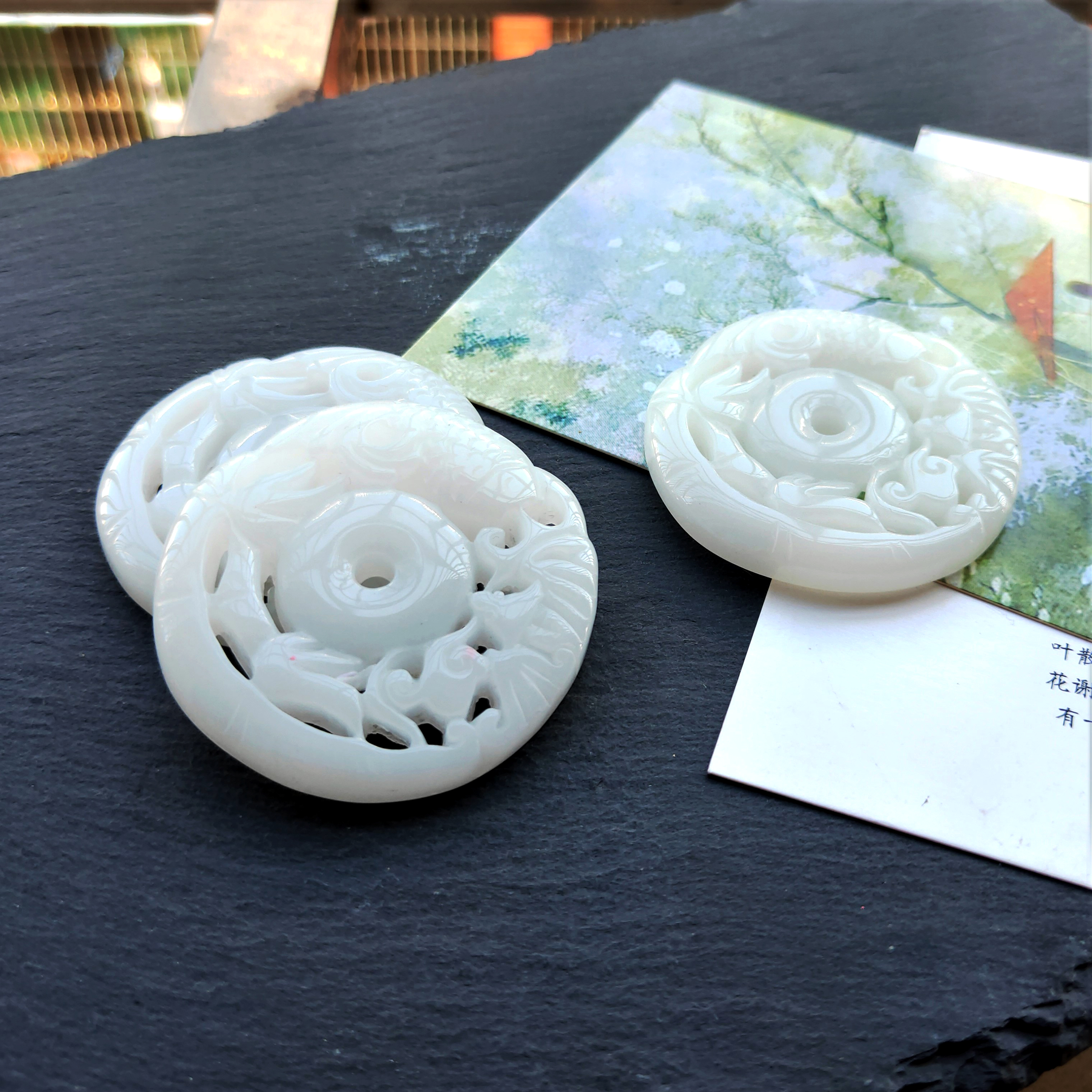 New resin hollowed-out ancient-style waist pendant with fish, ancient-style Hanfu non-walking tassel pendant, imitation jade pendant detail image 3