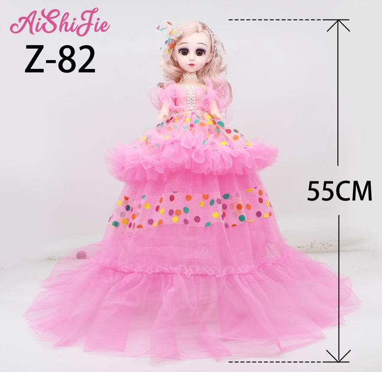 Factory direct selling 55cm candy color dot wedding dress double leaf Lori singing music Barbie doll children toy girl birthday gift