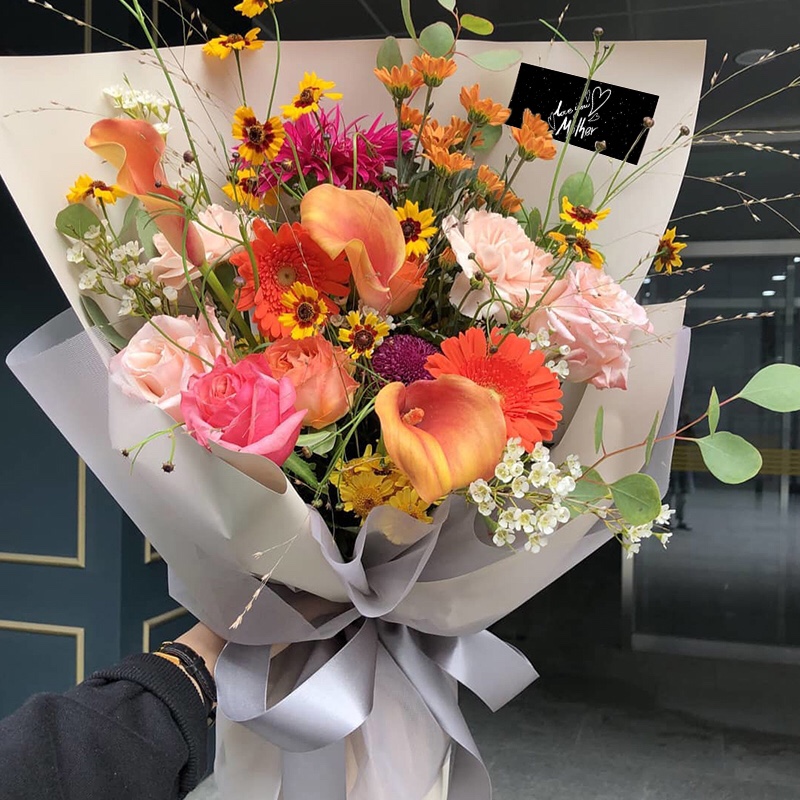 花衣裳 母亲节妈妈贴纸3款黑白系列鲜花包装设计搭配花店用品贴纸细节图