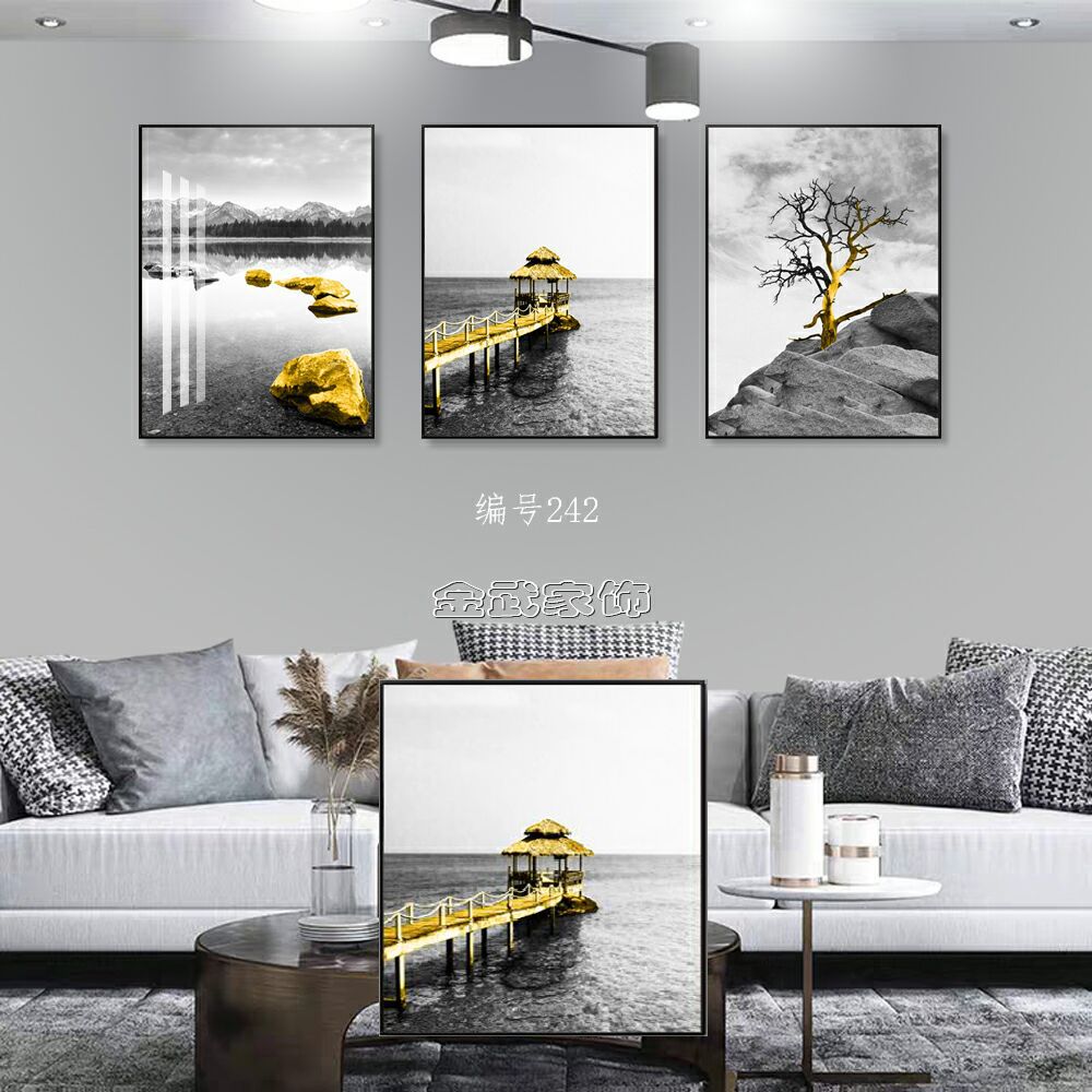 Colorful Crystal Stone Living Room Triptych Item Picture