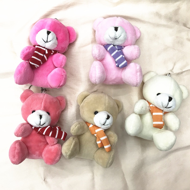 厂家直销10公分围巾坐熊钥匙扣包包挂件毛绒玩具公仔玩偶泰迪熊定制