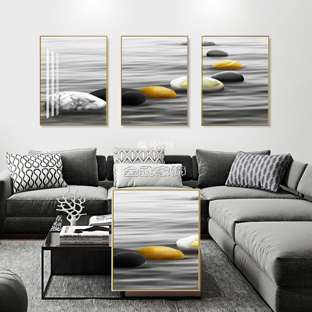 Colorful Crystal Stone Living Room Triptych undefined