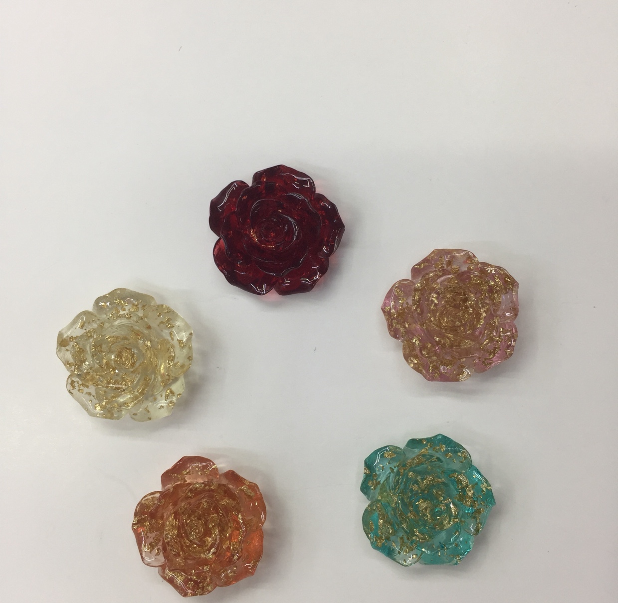 Rose 19mm gold foil effect ice-transparent hair accessory resin flower accessory earrings and earrings details Picture