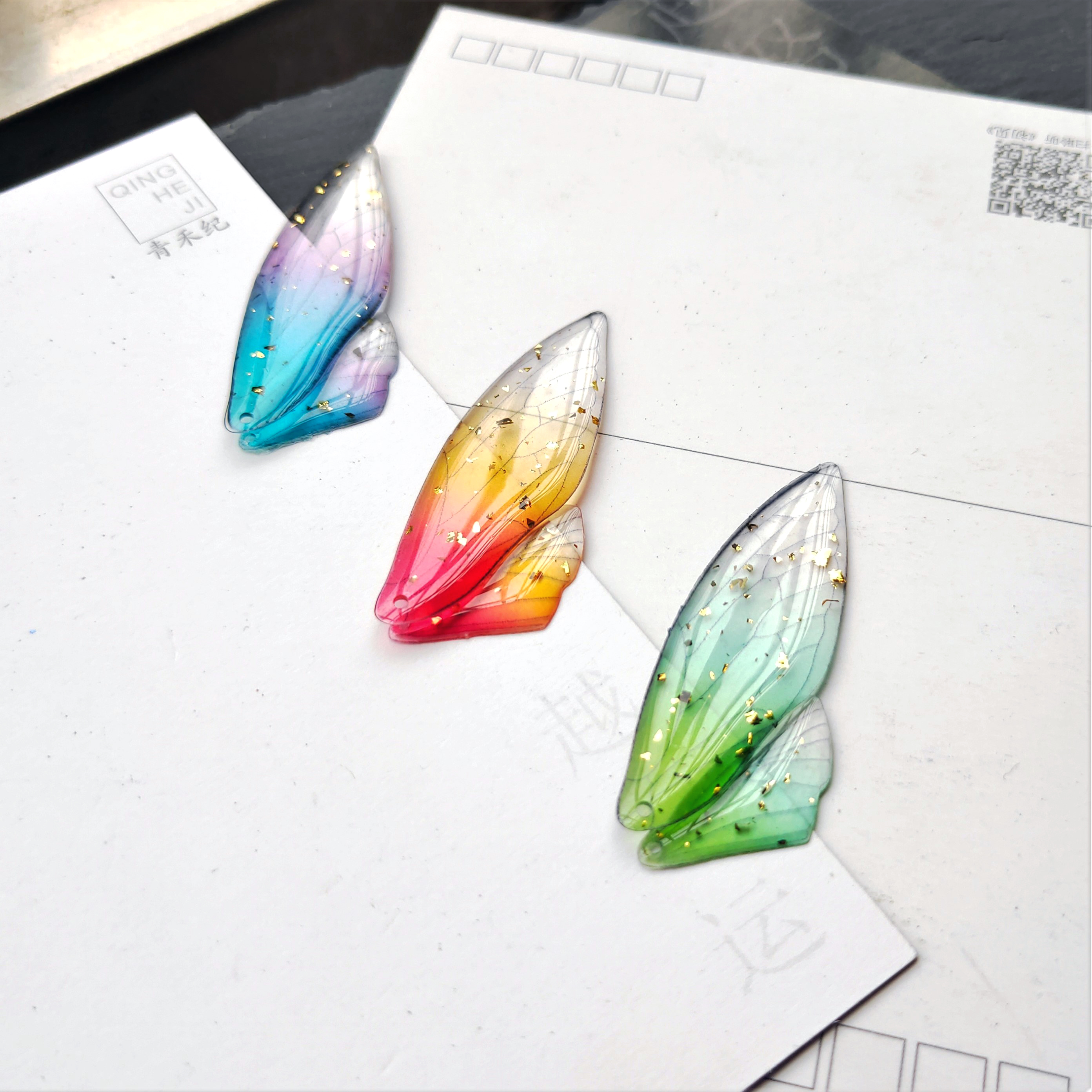 手工制作diy耳环发饰材料 单翅膀蜻蜓翼饰品吊坠配件古风发簪步摇详情图2