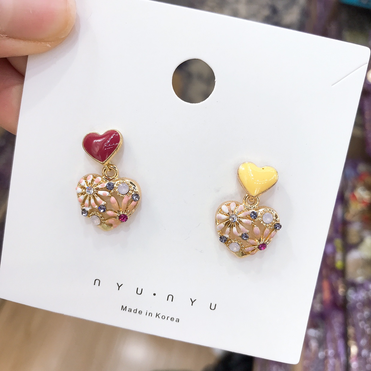 Elegant women 's heart-shaped 💗 earrings, time Korea Specification image
