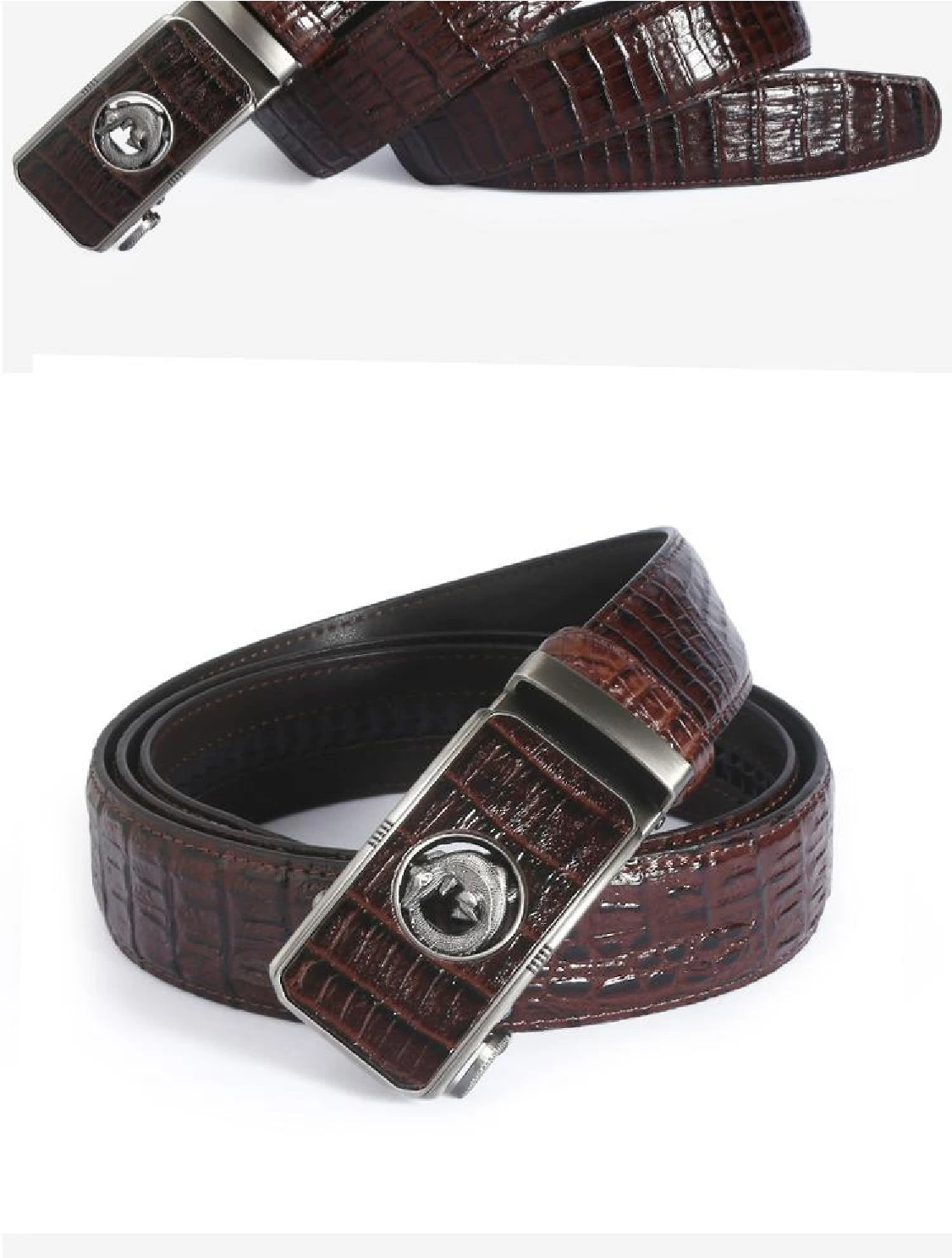 New crocodile-patterned alloy self-locking belt for business men, a best-selling product at street stalls, factory direct sales belt detail image 8