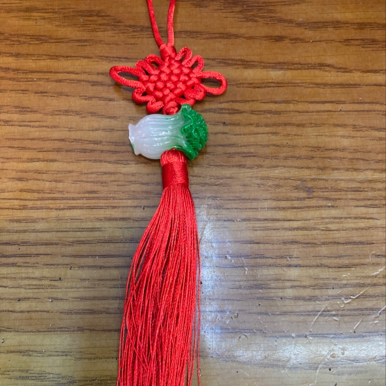 白菜玉石红绳挂件工艺品
