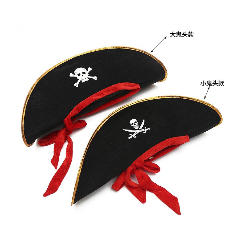Halloween decorations include red string pirate hats, Caribbean pirate captain hats, and Morgan captain pirate hats Application Scenario