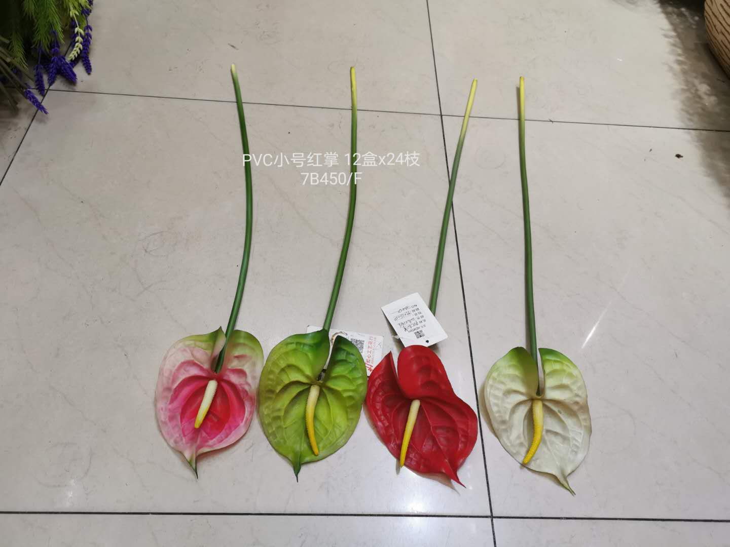 Artificial flower P V C tactile single anthurium flower arrangement decoration floor-standing living room, office, hotel video recording