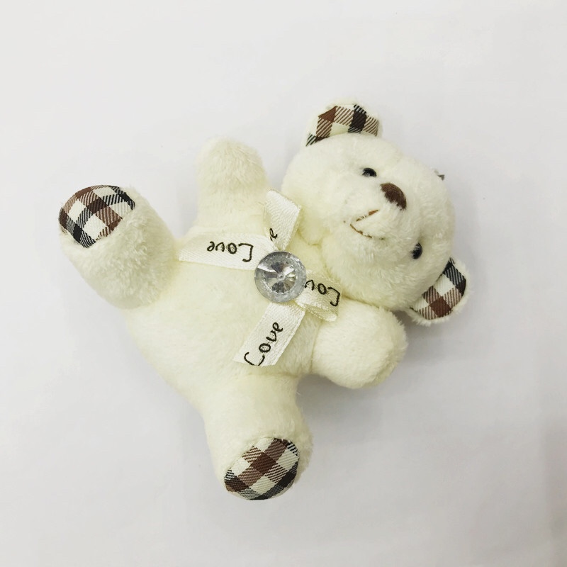 9 cm diamond sitting bear keychain bag pendant, plush toy doll, doll accessory, bouquet gift box, wedding gift discount Application Scenario