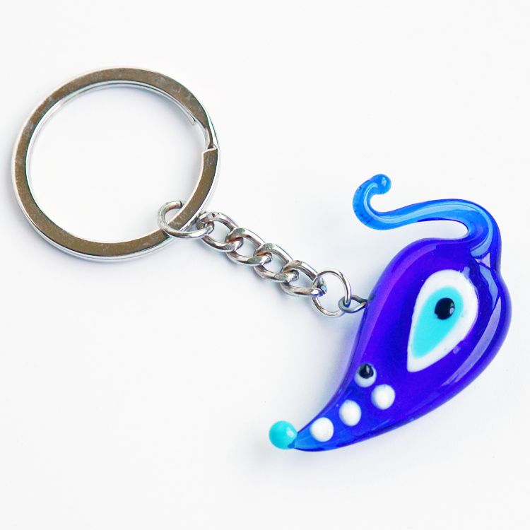 Halibut glass handcrafted blue eye keychain pendant EVIL EYES
