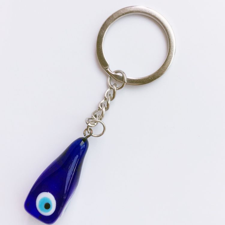 Square water-drop glass handcrafted blue eye keychain pendant EVIL EYES