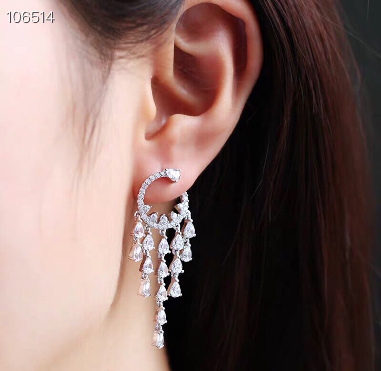 Wedding bridal earrings with tuxedo earrings thumbnail