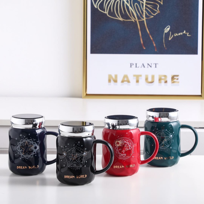 New snowflake mug mirror cup with glaze cover daily home office cup coffee cup practical ceramic water cup thumbnail
