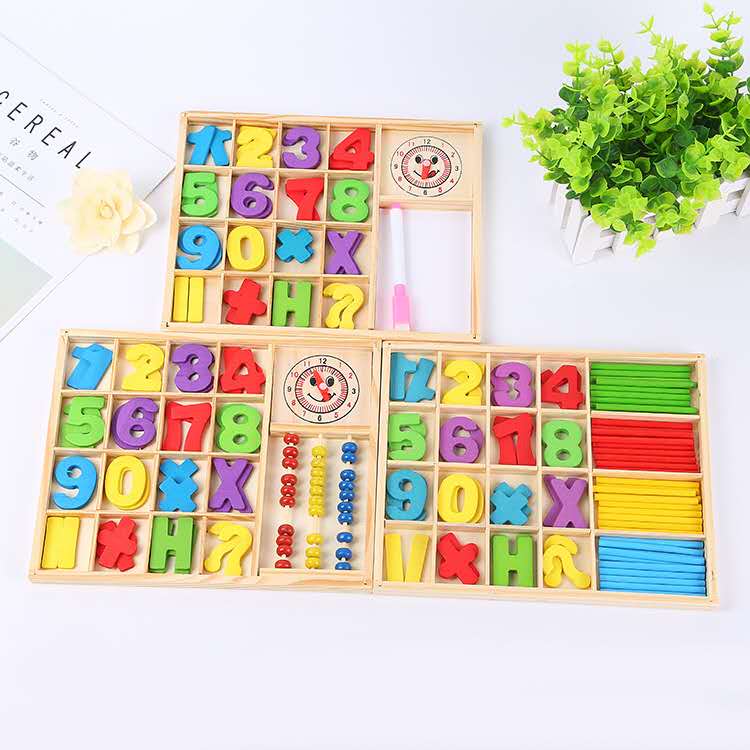 Children's wooden toys, digital learning boxes, clock building block toys, baby intelligence and early education toys details Picture