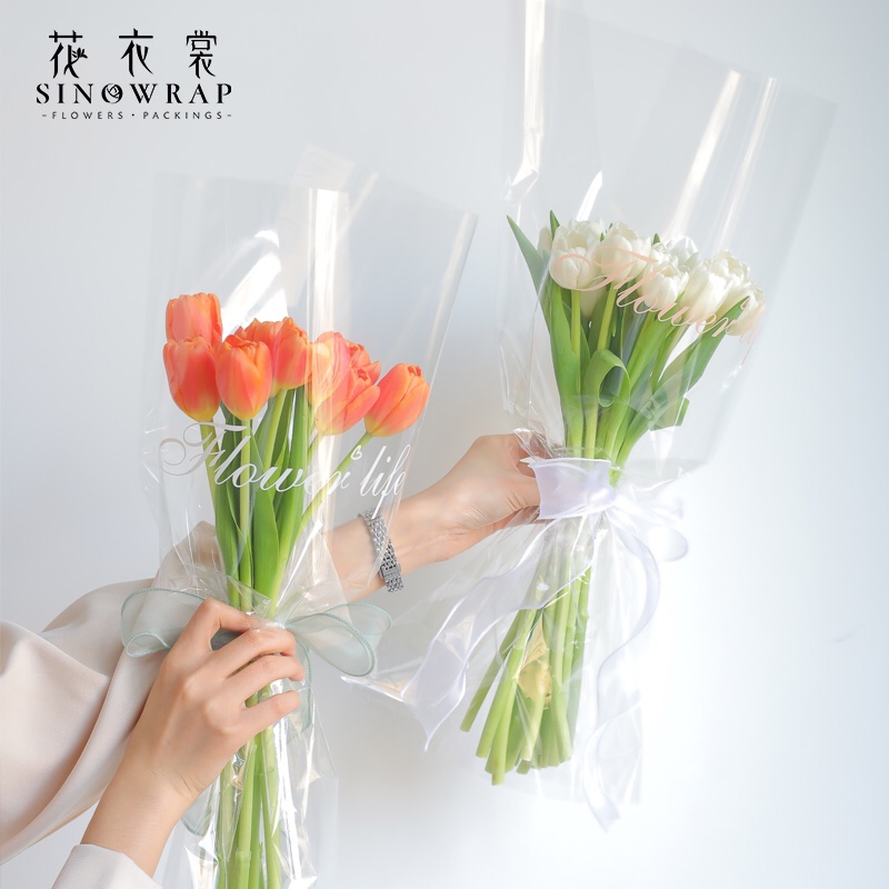 花衣裳透明防水玻璃纸 鲜花花束礼品包装纸 加厚英文OPP包花材料