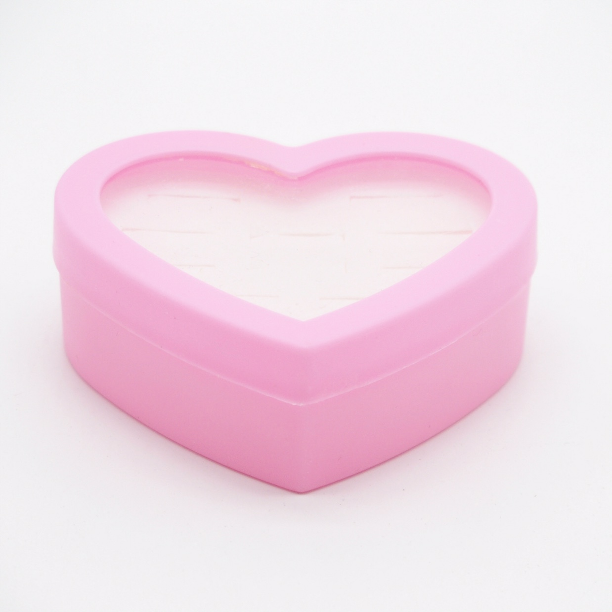 Hot style pink heart 12-hole plastic window, heart-shaped ring box, gift box, jewelry box, jewelry box thumbnail