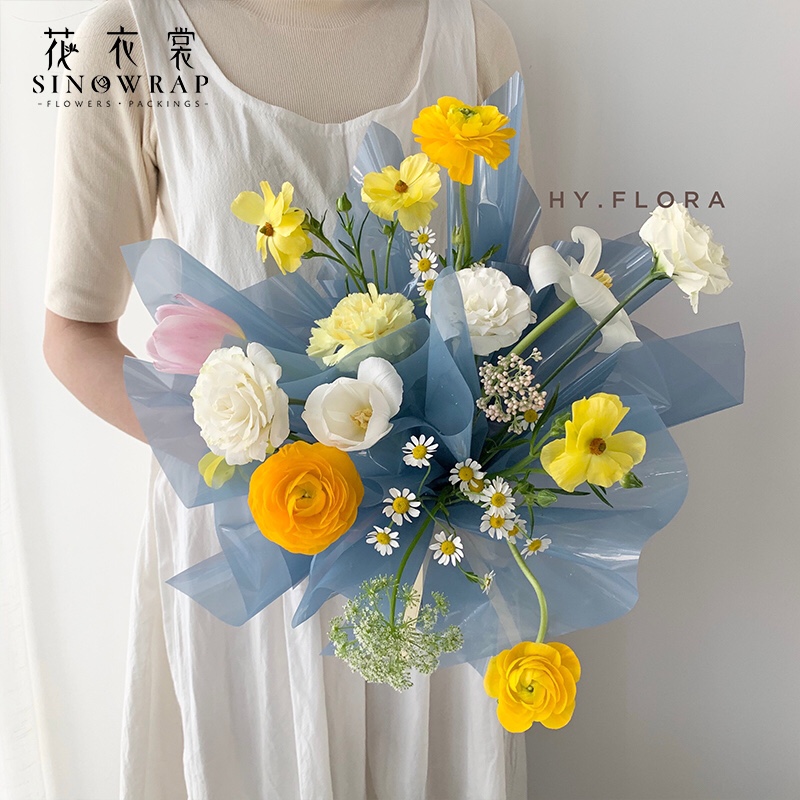 花衣裳彩色透明玻璃纸防水鲜花花艺包装纸 卷材纸花束包装材料产品图