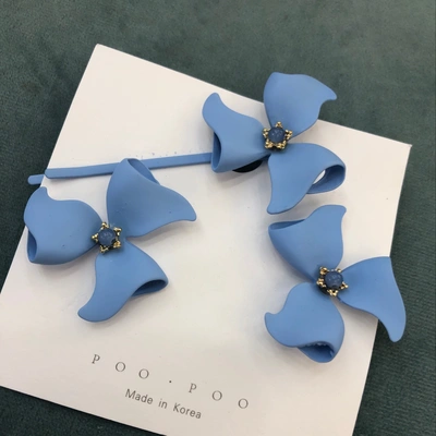 Haze Blue Windmill Earrings A Word Clip Set Fresh And Lovely Summer Wind Accessories Go With Everything