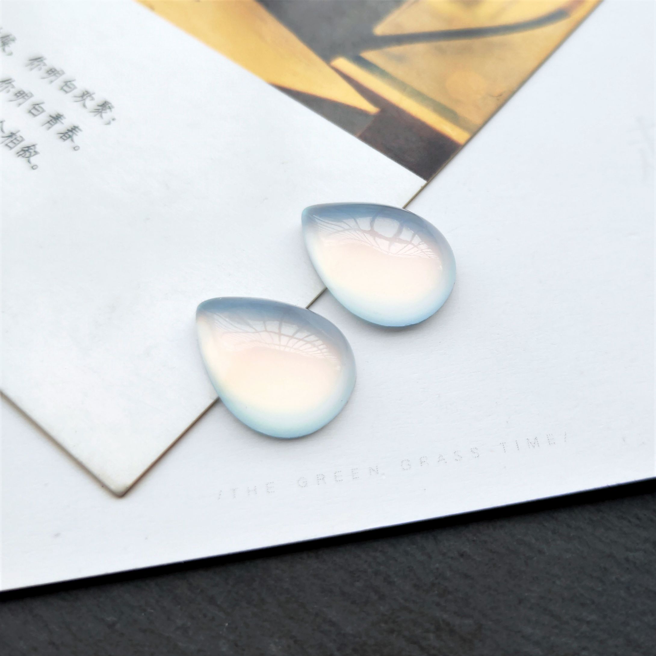 New resin glossy teardrop-shaped ring face, starry sky ring face, diy stepping hairpin, inlaid material, diy jewelry accessories undefined