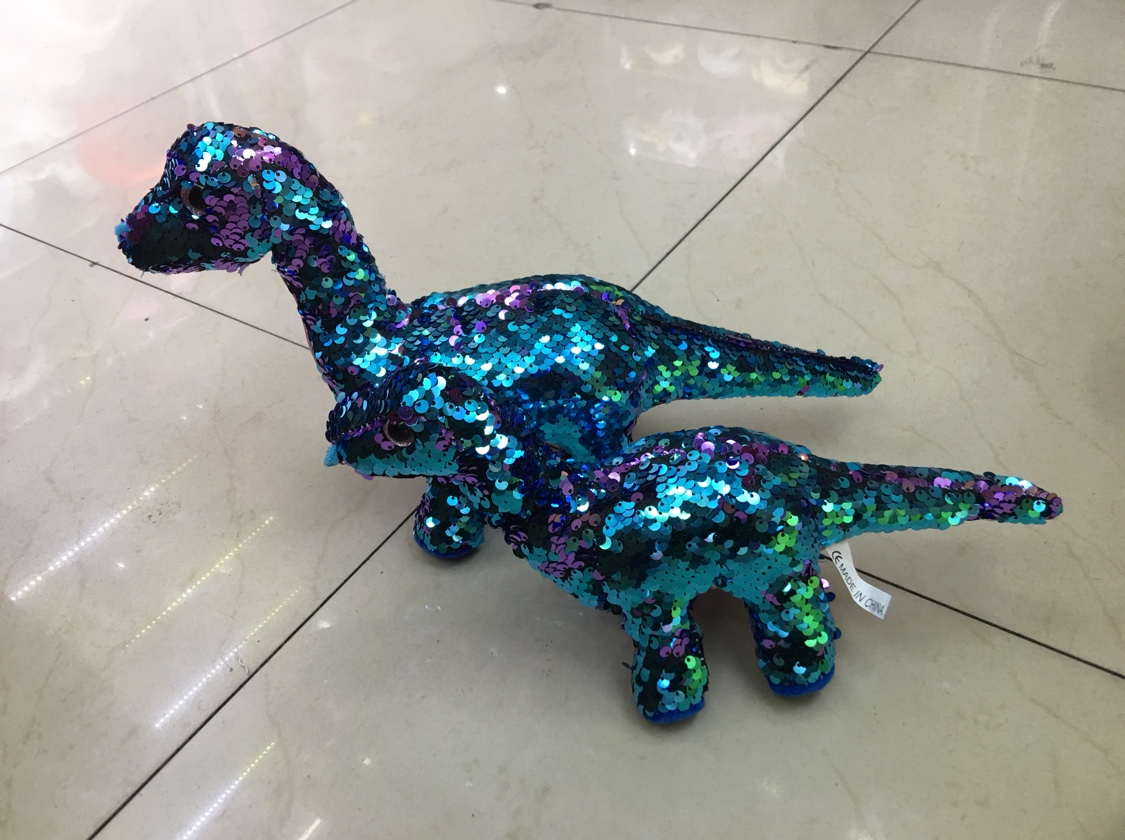 Plush toy, doll, sequined dinosaur