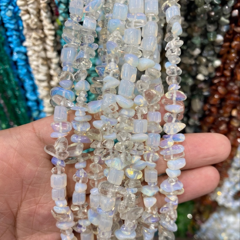 优质天然石材质蛋白石首饰配件串