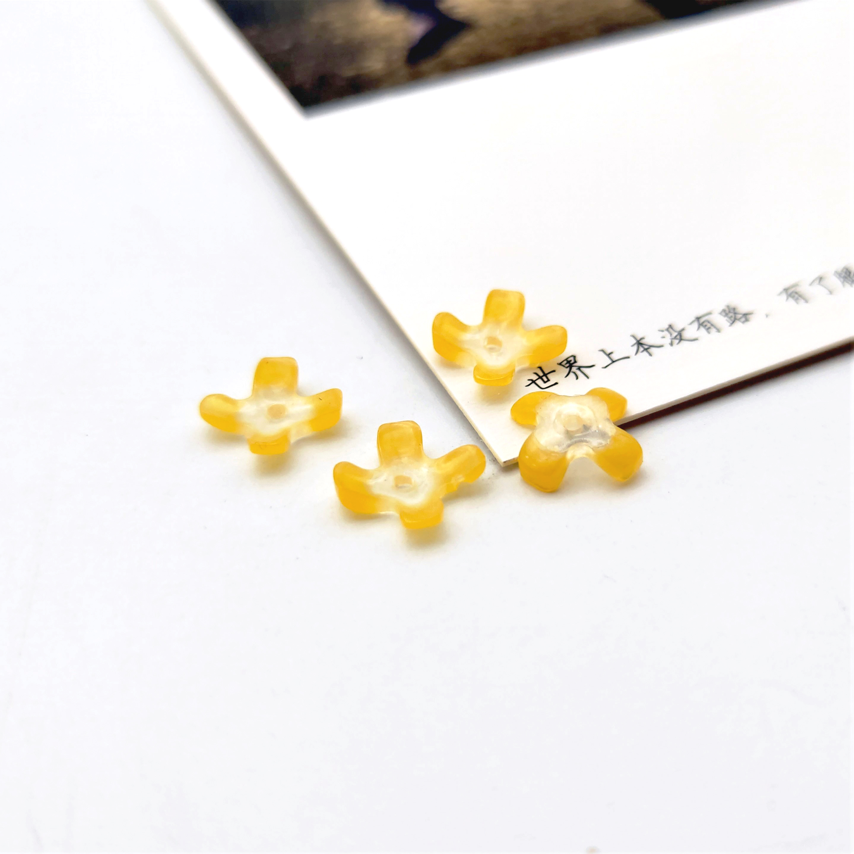 Resin imitation yellow disc osmanthus four-petal flower handcrafted DIY Hanfu hairpins, accessories, ear studs, handicraft accessories detail image 7