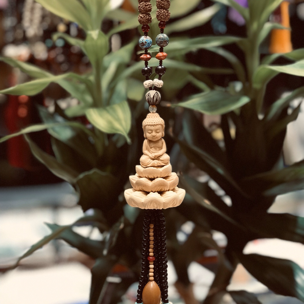 49 Boxwood three-layer lotus Buddha pendant