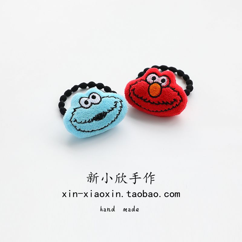 Japan and South Korea cute big eyes sesame street rope Elmo cookie strange hair rope ponytail rubber band thumbnail