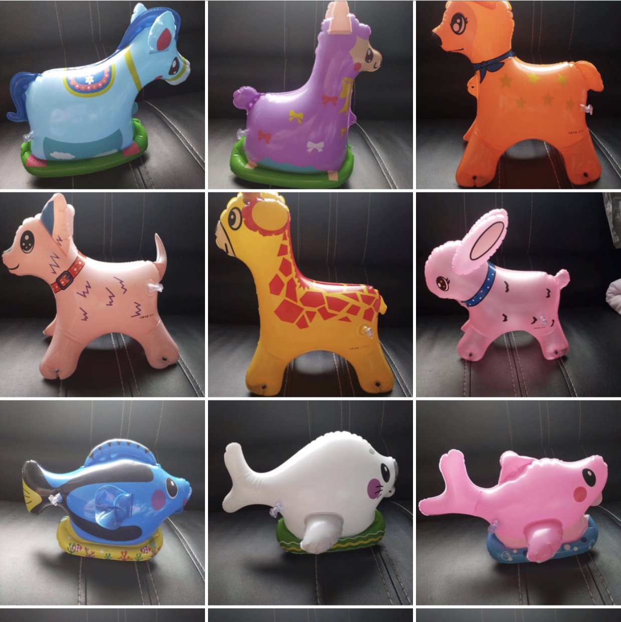 pvc children's cartoon animal trolley baby inflatable toy, baby pulling string can walk trolley small toy Item Picture