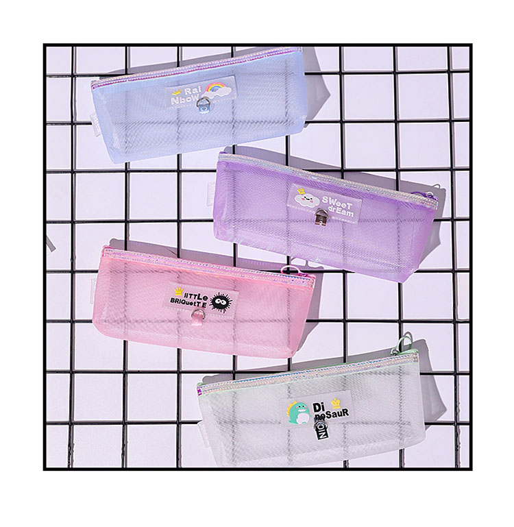 Cartoon mesh stationery bag pencil bag Student pencil bag storage bag manufacturer direct sale thumbnail
