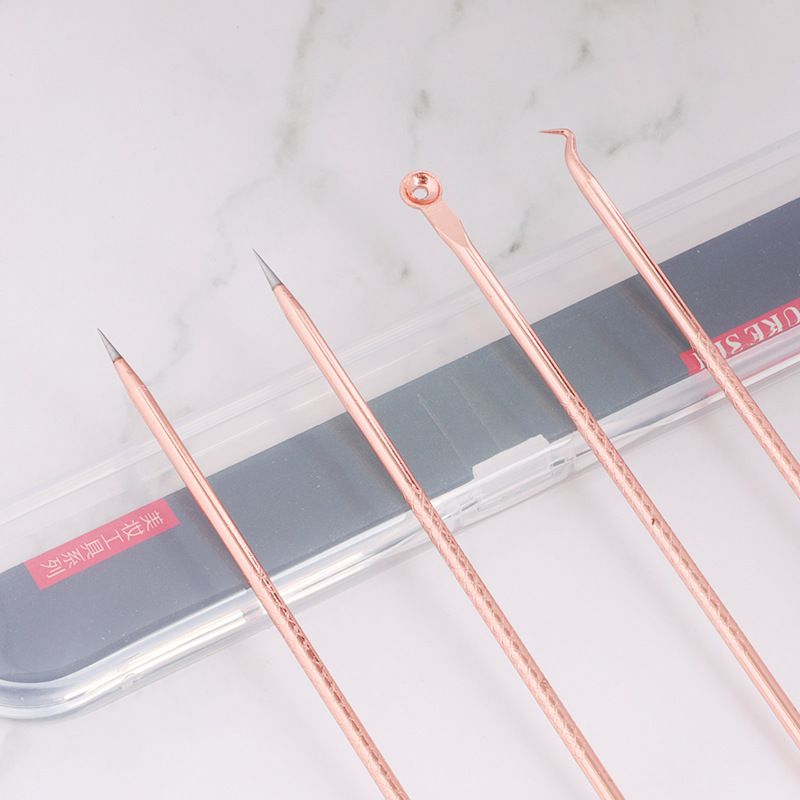 Stainless steel acne Compressors, acne compressors, Rose gold Powder acupuncture Needles, 4-piece beauty needle set thumbnail