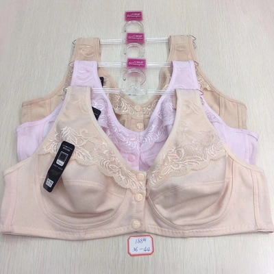 Middle-Aged And Elderly Large Size Bra Pure Cotton Skin-Friendly Comfortable Underwear Front Buckle For Easy To Wear And Take Off Vests 188