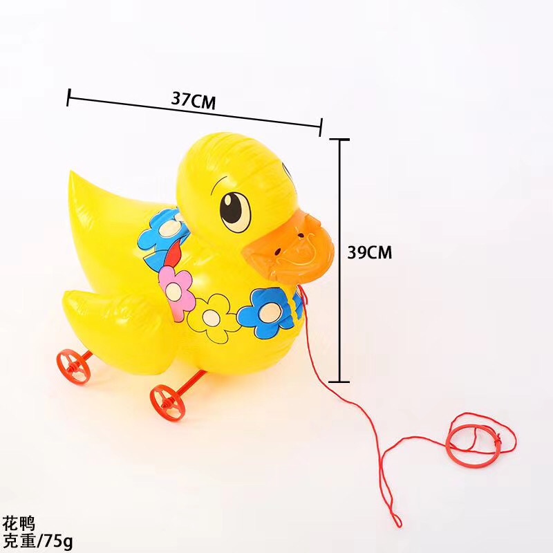 pvc children's cartoon animal trolley baby inflatable toy, baby pulling string can walk trolley small toy undefined