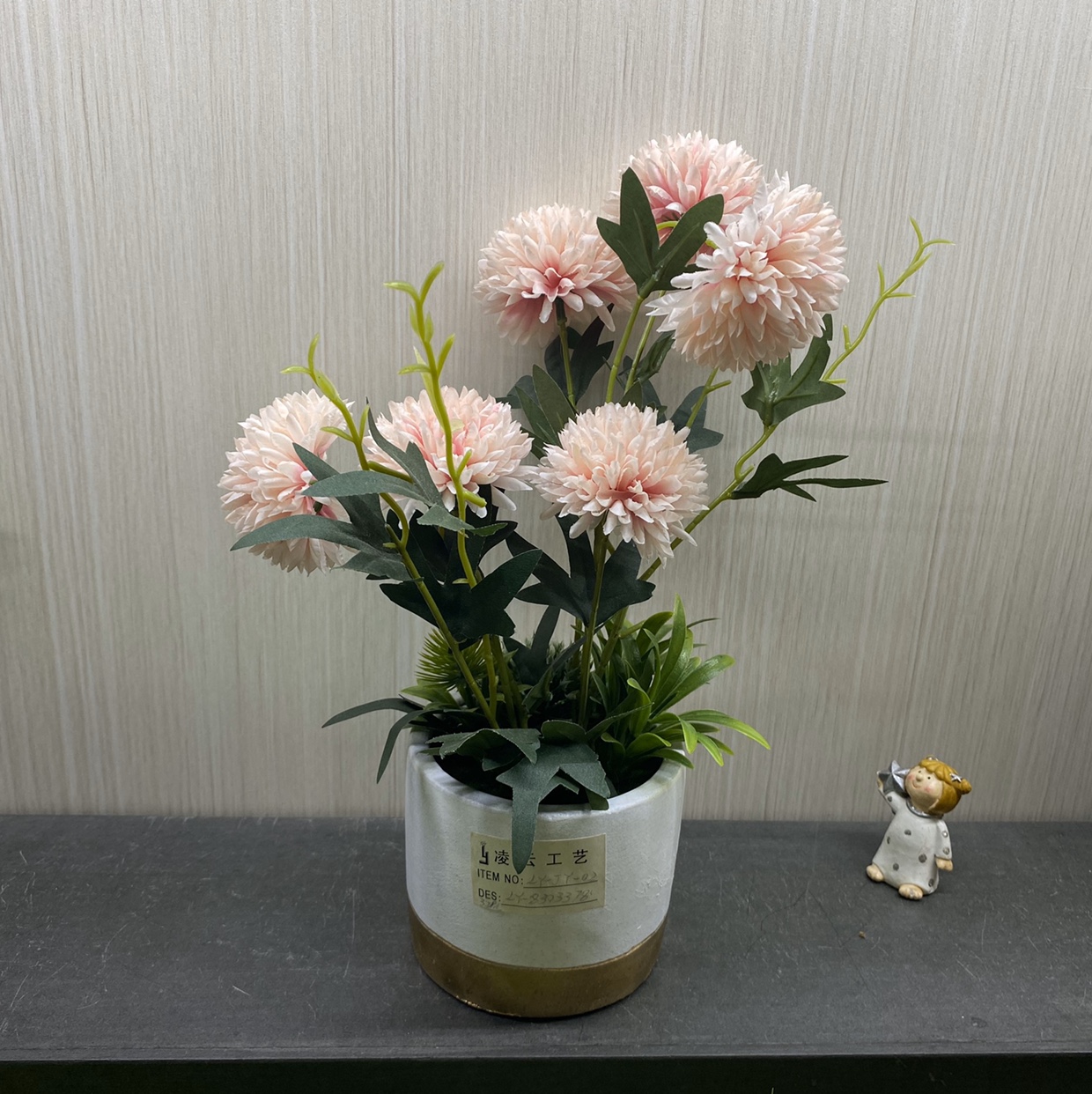 凌云工艺义乌好货   陶瓷盆底座仿真花盆栽，家居摆件。图