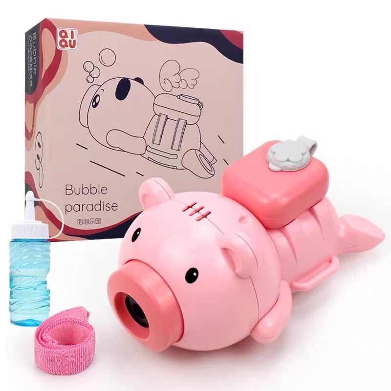网红手带泡泡猪相机少女心儿童小猪便携全自动电动手表出泡泡玩具详情图2